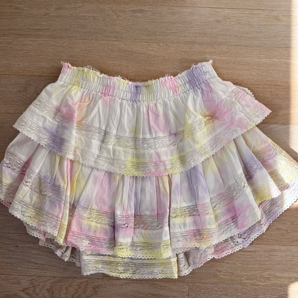 Loveshackfancy Ruffle Mini Skirt Tie Dye SMALL NWT